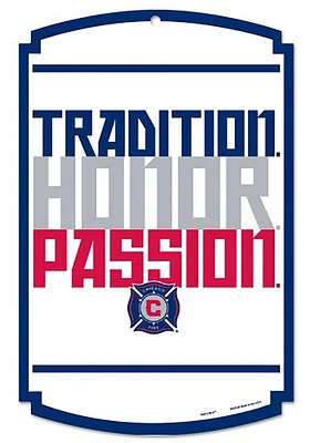 Chicago Fire 11x17 Wooden Sign - White