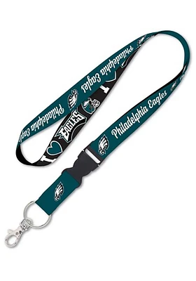 Philadelphia Eagles 1 I Heart Detachable Buckle Lanyard - Midnight Green