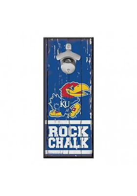 Kansas Jayhawks 5x11 Bottle Opener Sign - Blue