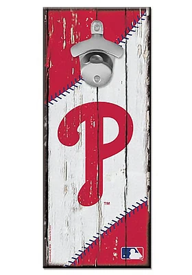 Philadelphia Phillies 5x11 inch Bottle Opener Sign - Red
