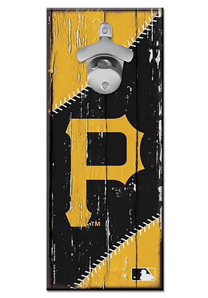 Pittsburgh Pirates 5x11 inch Bottle Opener Sign - Yellow
