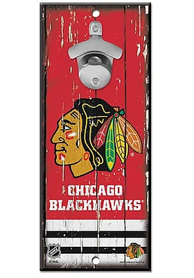 Chicago Blackhawks 5x11 inch Bottle Opener Sign - Red