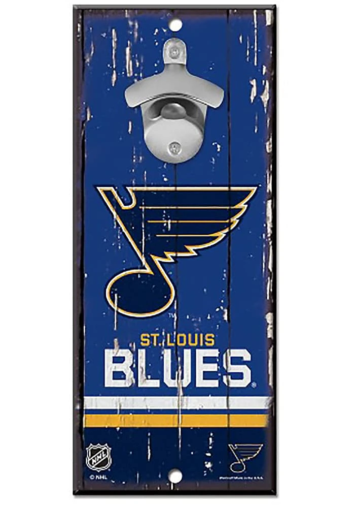 St Louis Blues 5x11 inch Bottle Opener Sign - Blue