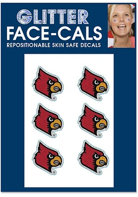 Louisville Cardinals 6pk Glitter Design Tattoo