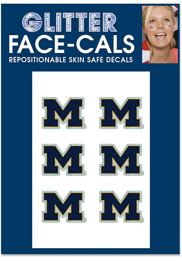 Michigan Wolverines 6pk Glitter Design Tattoo