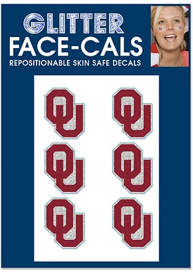 Oklahoma Sooners 6pk Glitter Design Tattoo