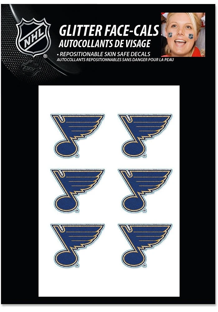 St Louis Blues 6pk Glitter Tattoo