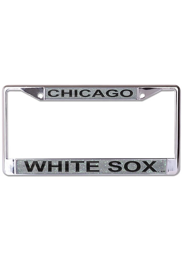 Chicago White Sox Metallic Glitter License Plate Frame - Black