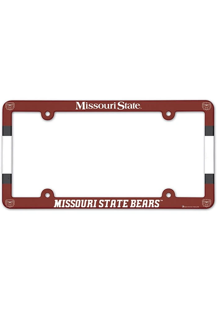 Missouri State Bears Full Color Plastic License Plate Frame - Maroon