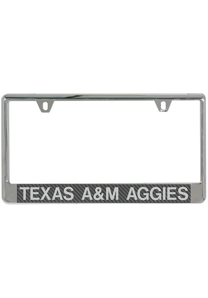 Texas A&M Aggies Carbon Fiber License Plate Frame - Silver