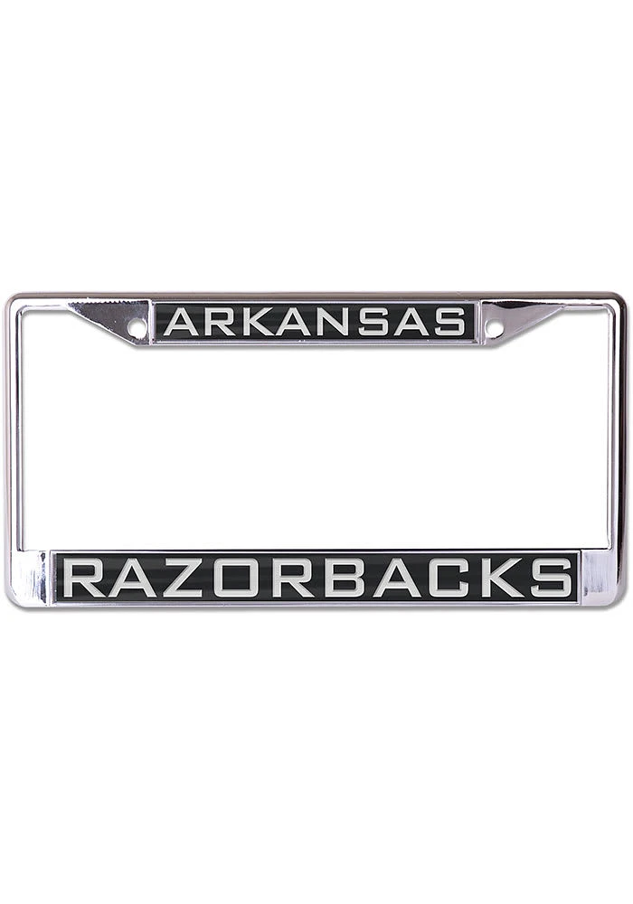 Arkansas Razorbacks Inlaid Black and Silver License Plate Frame - Silver