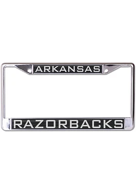 Arkansas Razorbacks Inlaid Black and Silver License Plate Frame - Silver