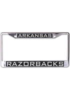 Arkansas Razorbacks Inlaid Black and Silver License Plate Frame - Silver