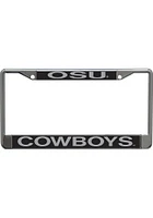Oklahoma State Cowboys Inlaid Black and Silver License Plate Frame - Silver