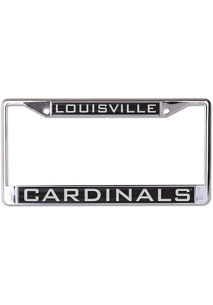 Louisville Cardinals Inlaid Black and Silver License Plate Frame - Silver