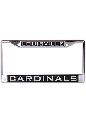 Louisville Cardinals Inlaid Black and Silver License Plate Frame - Silver