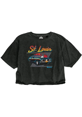 Rally St Louis Womens Black Muscle Car Short Sleeve T-Shirt