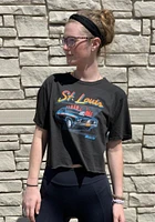 Rally St Louis Womens Black Muscle Car Short Sleeve T-Shirt