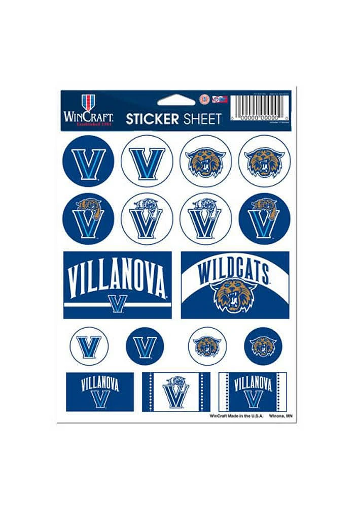Villanova Wildcats 5x7 Sheet of Stickers - Grey