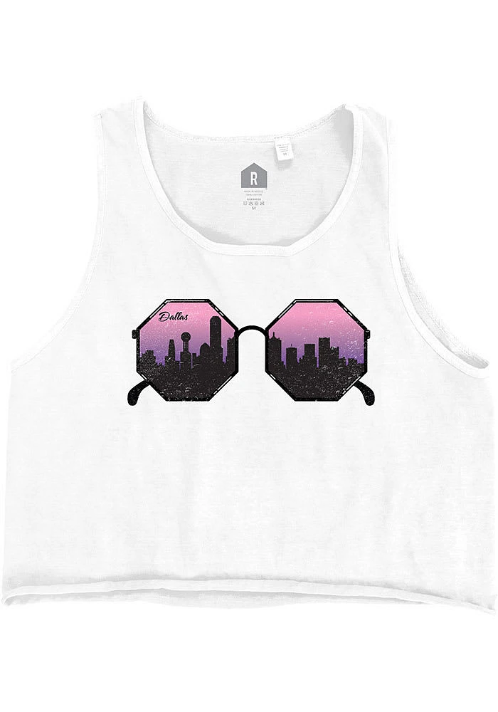 Rally Dallas Ft Worth Womens White Sunglasses Tank Top