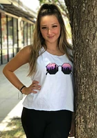 Rally Dallas Ft Worth Womens White Sunglasses Tank Top