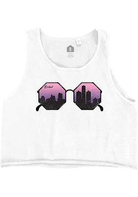 Rally Detroit Womens White Sunglasses Tank Top