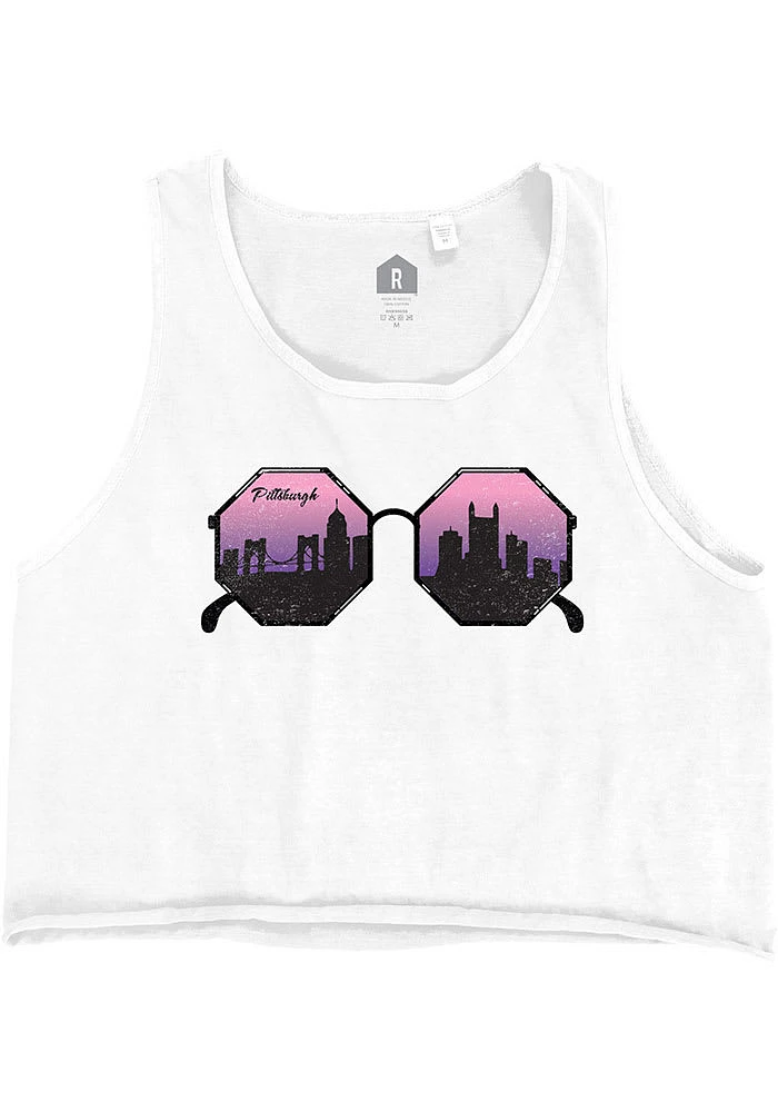 Rally Pittsburgh Womens White Sunglasses Tank Top