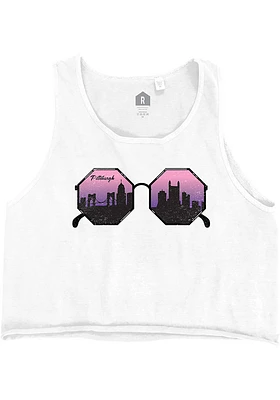 Rally Pittsburgh Womens White Sunglasses Tank Top