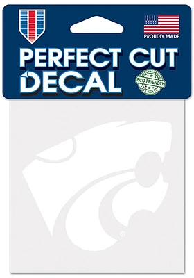 K-State Wildcats 4x4 White Auto Decal - White