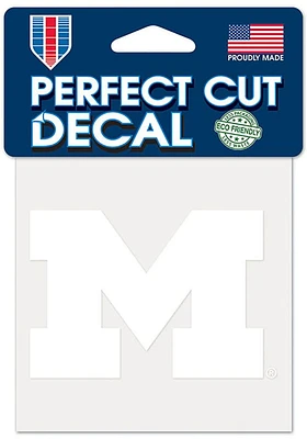 Michigan Wolverines 4x4 White Auto Decal - White