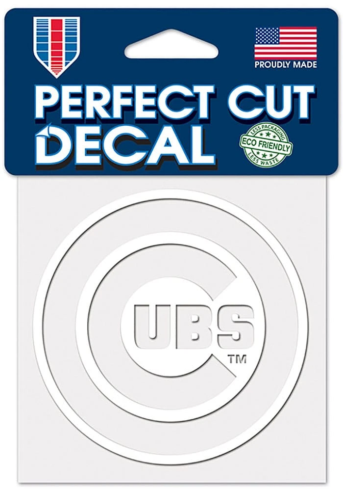 Chicago Cubs 4x4 White Auto Decal - White