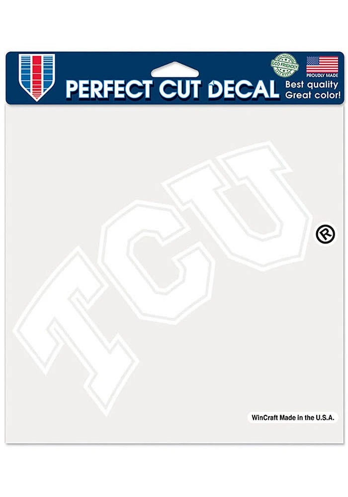 TCU Horned Frogs 8x8 White Auto Decal - White