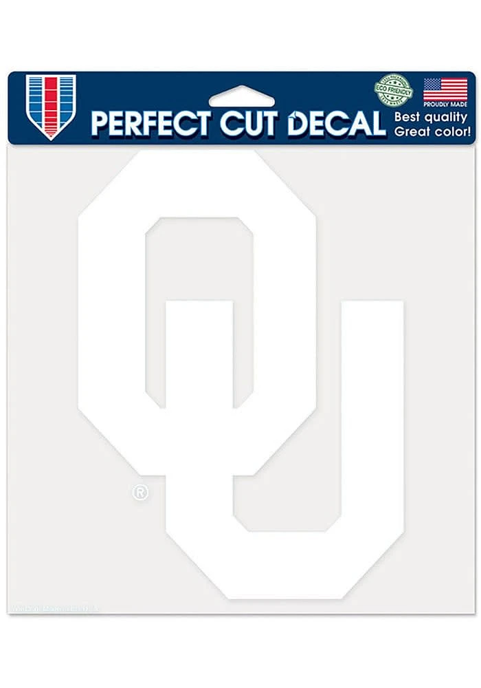 Oklahoma Sooners 8x8 White Auto Decal - White