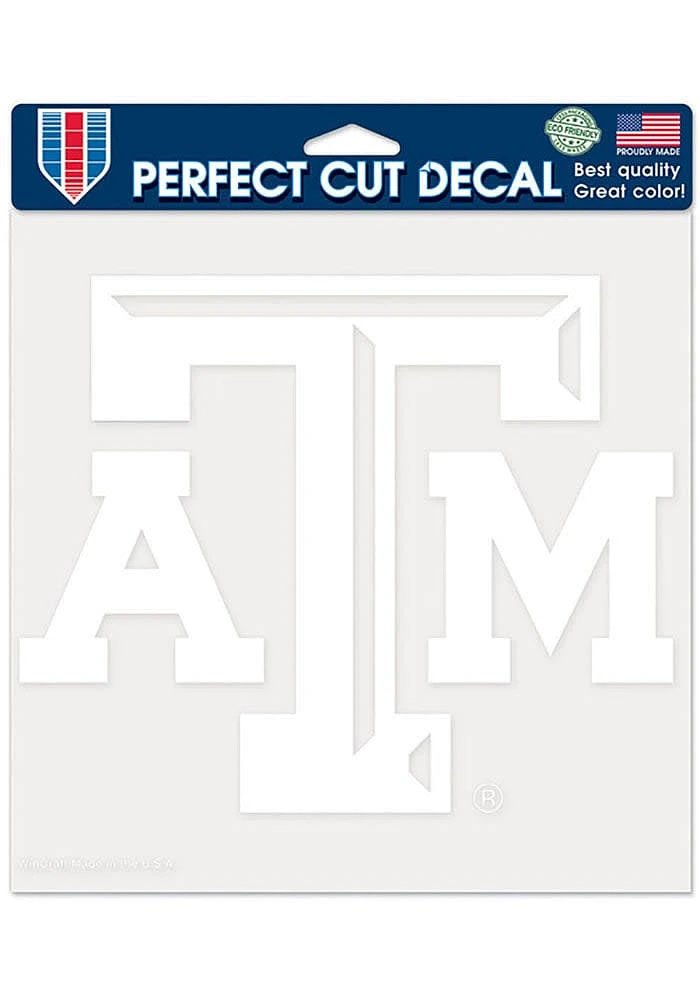 Texas A&M Aggies 8x8 White Auto Decal - White