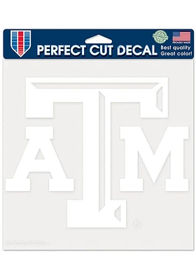 Texas A&M Aggies 8x8 White Auto Decal - White
