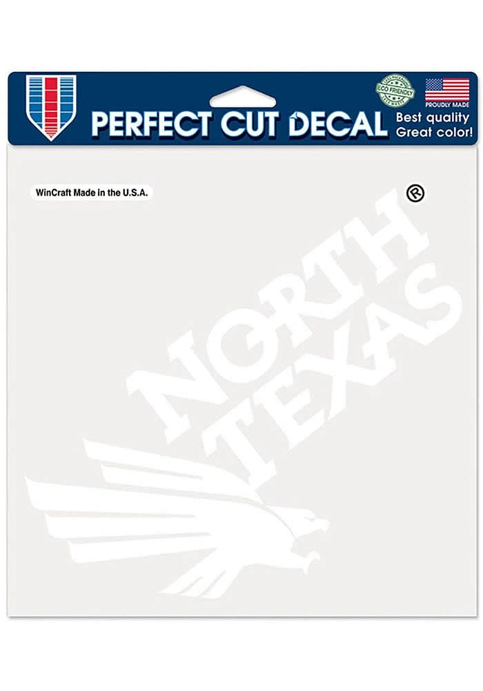 North Texas Mean Green 8x8 White Auto Decal - White