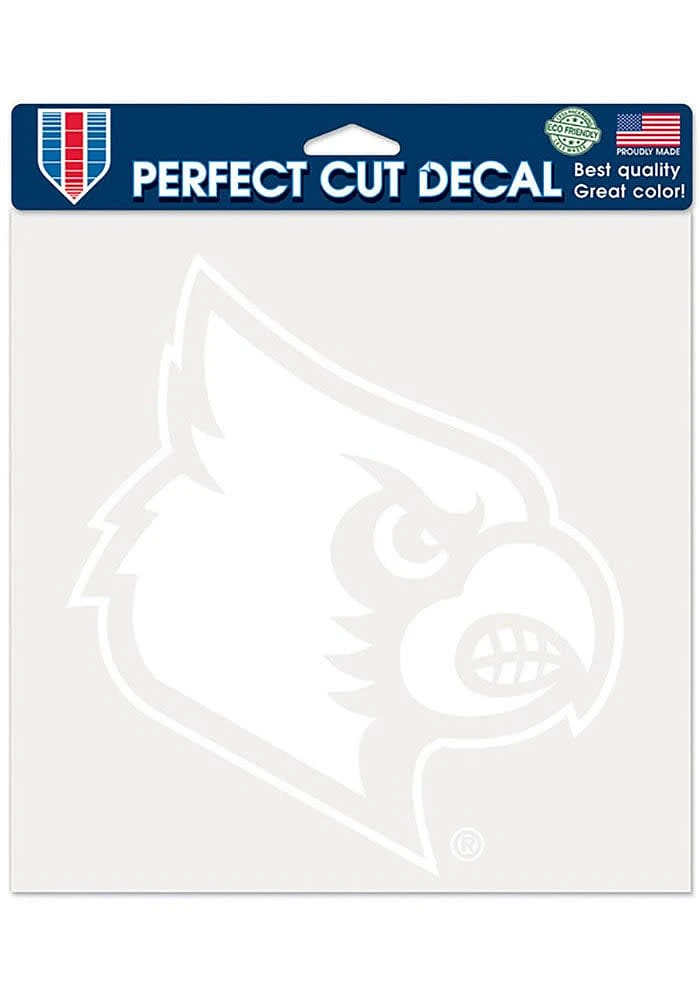 Louisville Cardinals 8x8 White Auto Decal - White