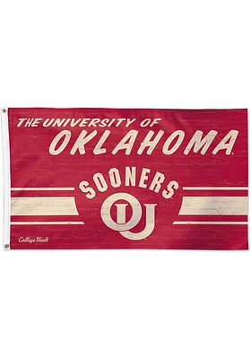 Oklahoma Sooners Vintage Silk Screen Grommet Flag - Red