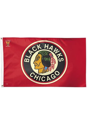 Chicago Blackhawks Vintage Silk Screen Grommet Flag - Red