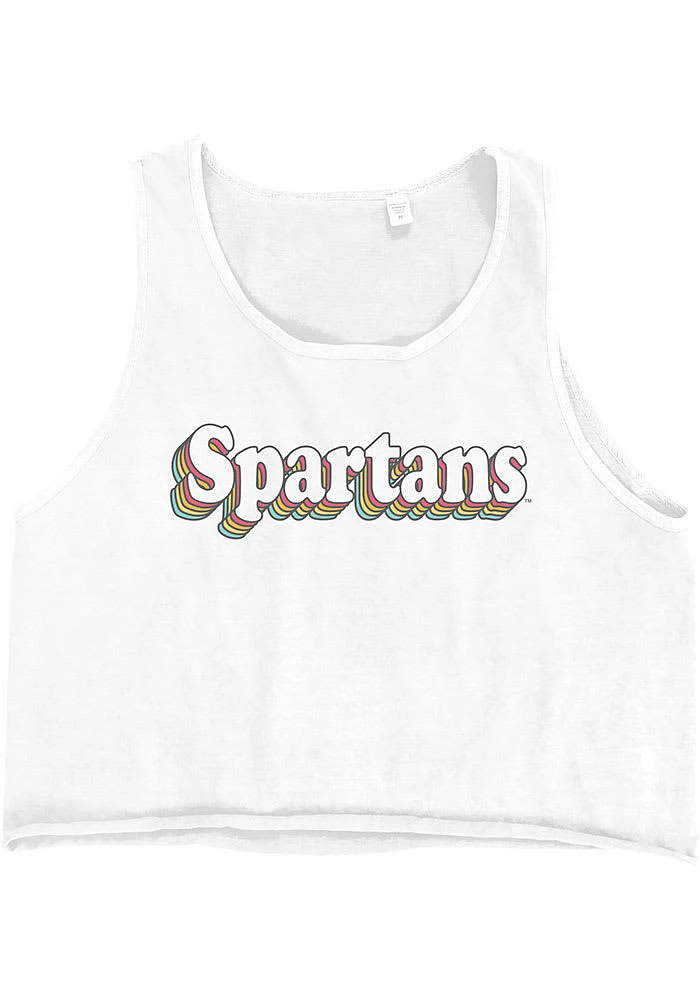 Michigan State Spartans Womens White Cropped Ringspun Tank Top