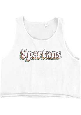 Michigan State Spartans Womens White Cropped Ringspun Tank Top