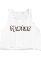 Michigan State Spartans Womens White Cropped Ringspun Tank Top