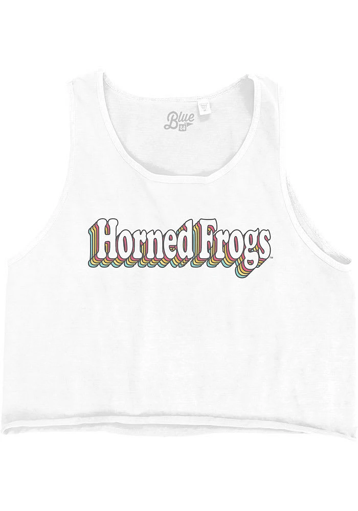 TCU Horned Frogs Womens White Cropped Ringspun Tank Top
