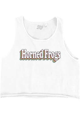 TCU Horned Frogs Womens White Cropped Ringspun Tank Top
