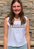 Oklahoma Sooners Womens White Cropped Ringspun Tank Top