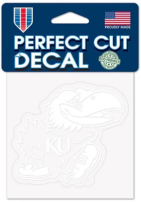 Kansas Jayhawks 4x4 White Auto Decal - White