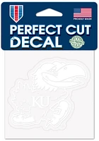 Kansas Jayhawks 4x4 White Auto Decal - White