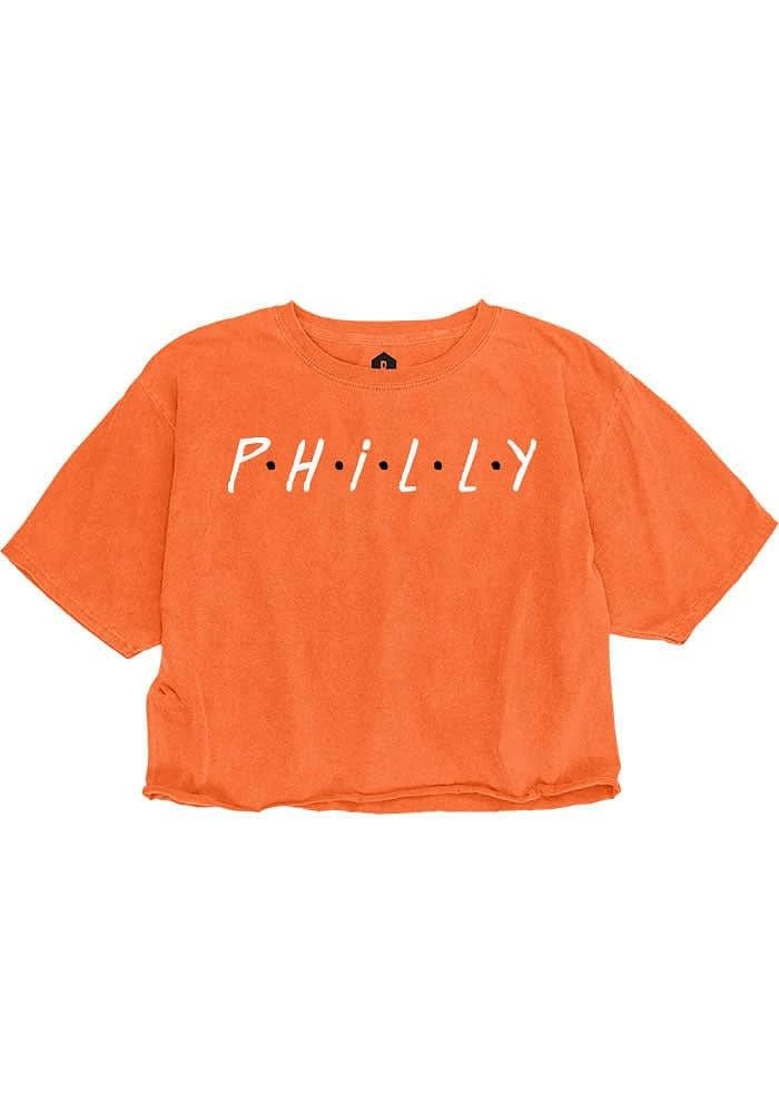 Rally Philadelphia Womens Orange Dots Short Sleeve T-Shirt