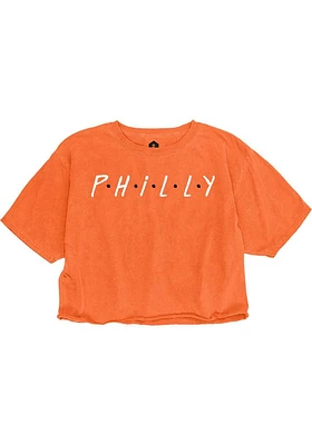 Rally Philadelphia Womens Orange Dots Short Sleeve T-Shirt