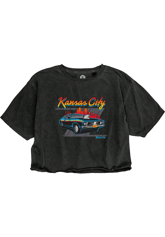 Kansas City Womens Black Muscle Car Short Sleeve T-Shirt